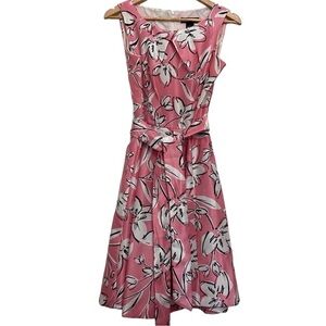 Jessica Howard summer dress sleeveless pink white A-line line fit&flare floral 6